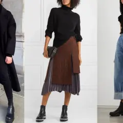 Tre modi per indossare stivaletti alla caviglia: total black elegante, con gonna a pieghe e jeans a vita alta.
