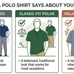 Guida allo stile: l'outfit polo uomo si declina in slim-fit (moderno), classic-fit (tradizionale) e relaxed-fit (casual).