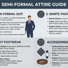 Guida all'abbigliamento semi-formale: abiti sartoriali, camicie raffinate, scarpe eleganti e accessori curati per un look impeccabile.