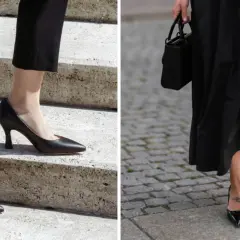 Eleganza in nero: un outfit decolleté tacco basso, perfetto per ogni occasione.