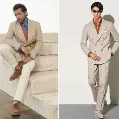 Uomo elegante: come vestirsi per un matrimonio con completi chiari, camicie casual e accessori di stile.