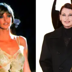 Linda Evangelista: un confronto tra il suo look iconico da modella negli anni '90 e un'apparizione più recente.