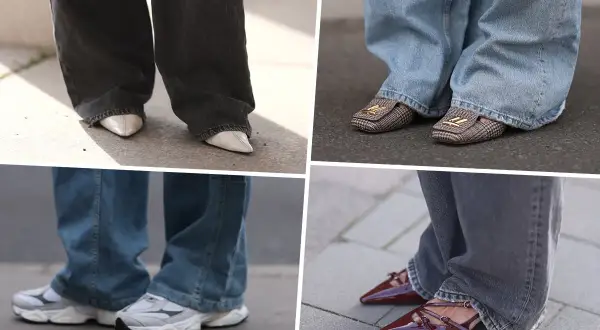 Ecco alcune idee su che scarpe mettere con jeans larghi: mocassini, sneakers, ballerine e décolleté.