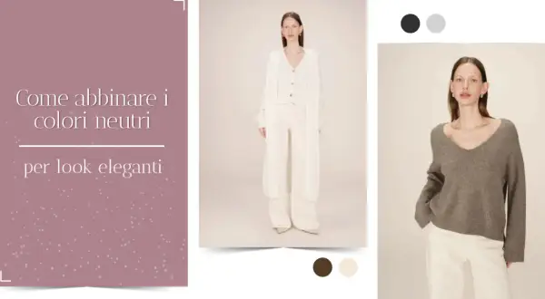 Come abbinare il beige per look eleganti: un completo bianco e un maglione grigio su pantaloni chiari.