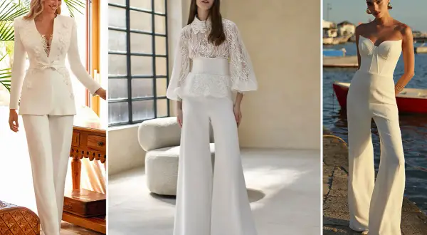 Eleganza in bianco: tre modi chic per come vestirsi ad un matrimonio con pantaloni, da completi sartoriali a jumpsuit.