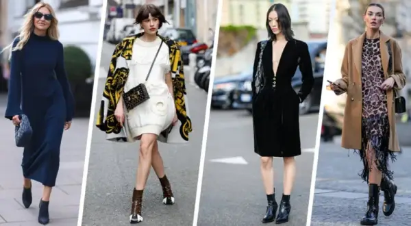 Sei donne sfoggiano diversi outfit con stivaletti bassi, da abiti eleganti a look più audaci.