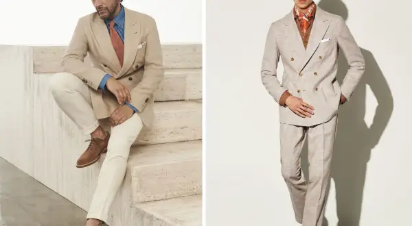 Uomo elegante: come vestirsi per un matrimonio con completi chiari, camicie casual e accessori di stile.