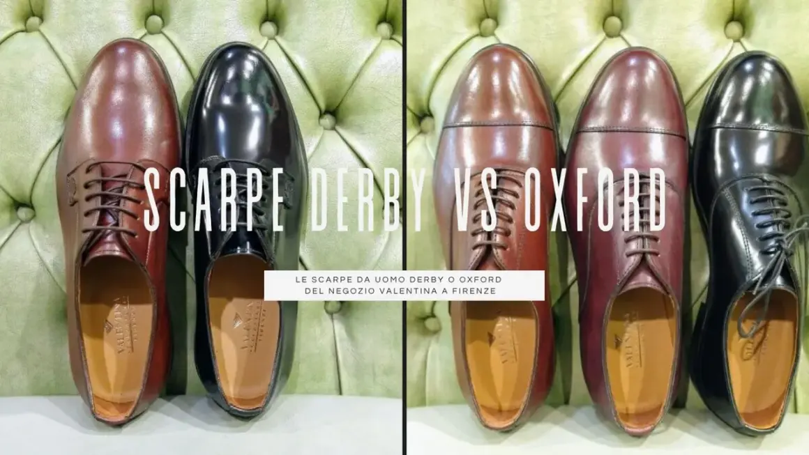 Scarpe uomo: confronto tra derby e oxford in pelle marrone e nera. Eleganza senza tempo per ogni occasione.