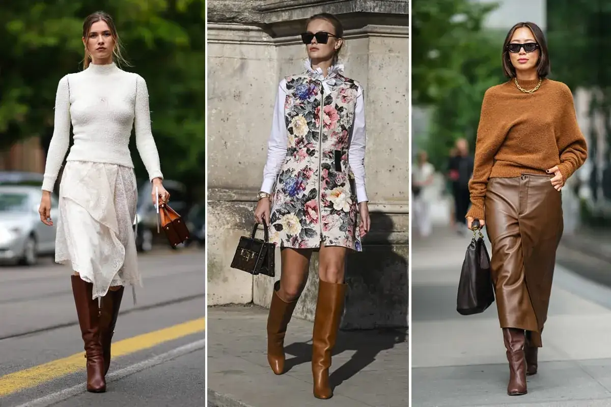 Ispirazioni su come abbinare stivali marroni scamosciati con look eleganti e casual.