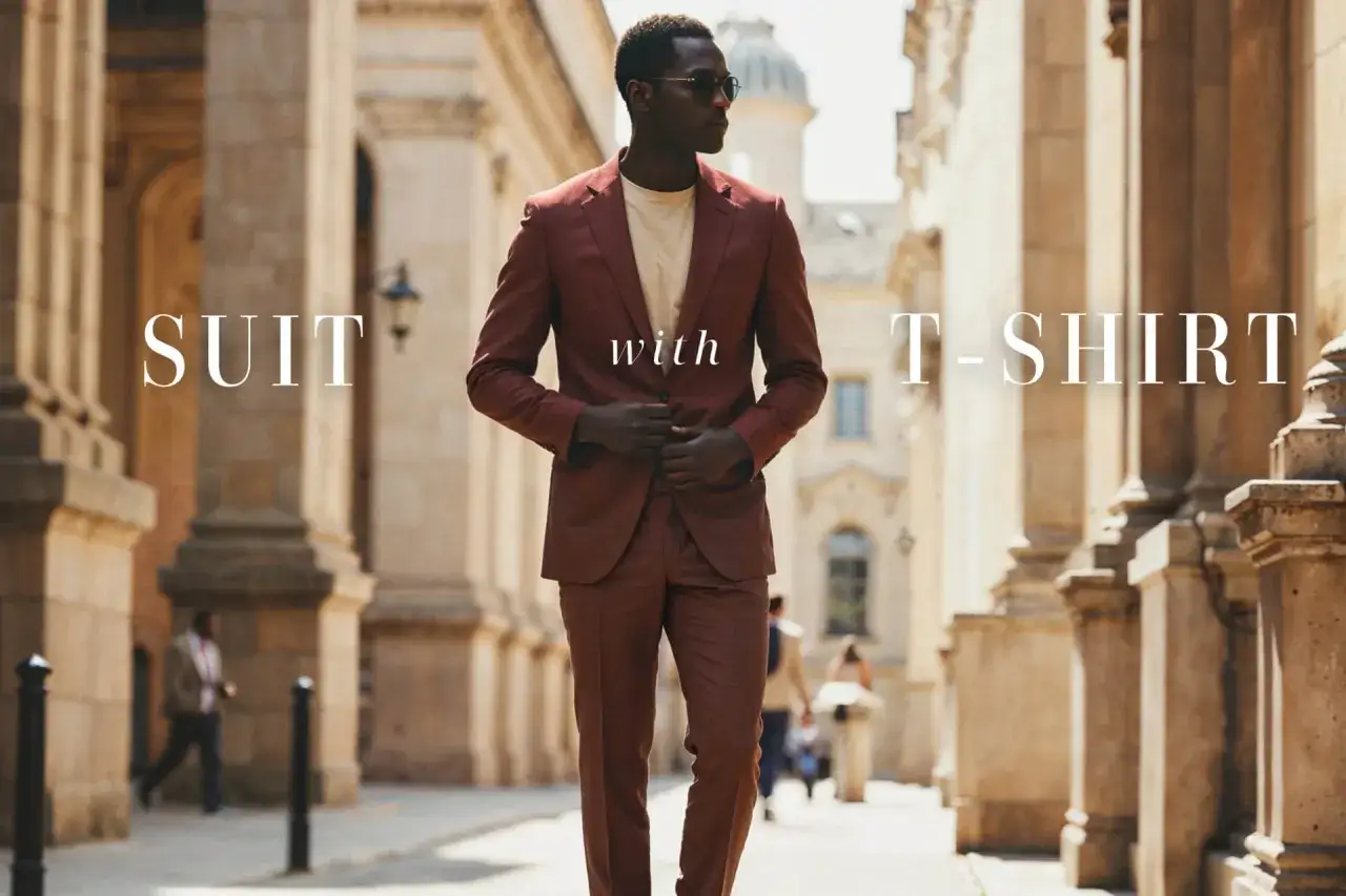 uomo abito t-shirt bianca sotto look smart casual elegante