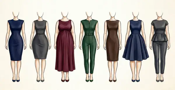 Guida allo stile per fisico a mela: abiti che valorizzano la figura, da tubino a svasati, per un look impeccabile.