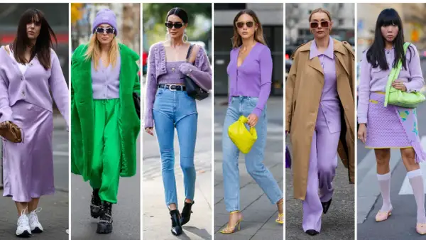 Sei modi per abbinare il lilla: da outfit casual con jeans a look eleganti con gonne e cappotti.